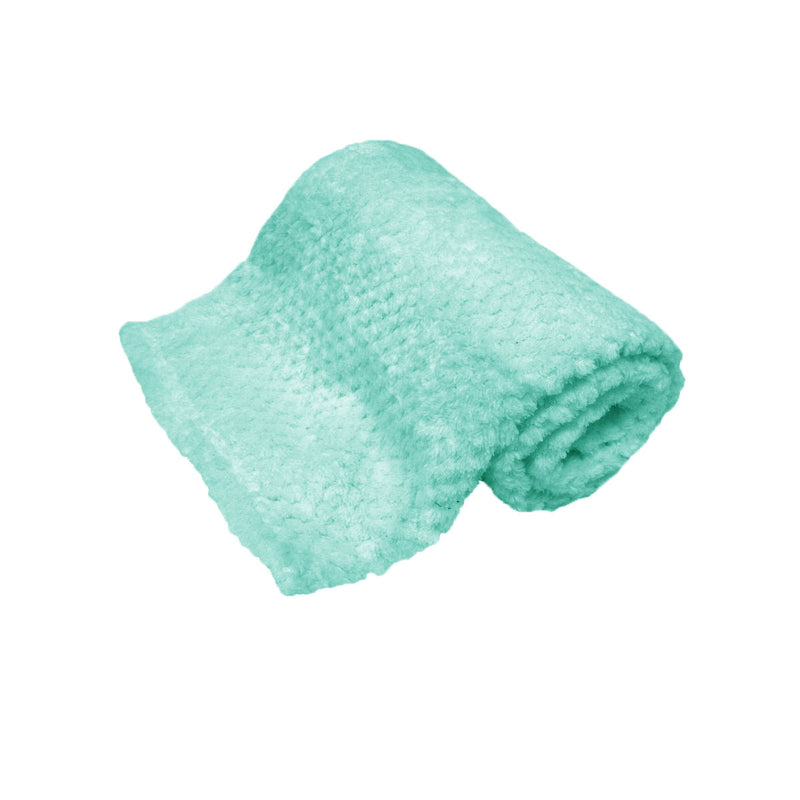 180GSM Soft Popcorn Coral Fleece Throw Rug 127 × 152 cm Light Turquoise
