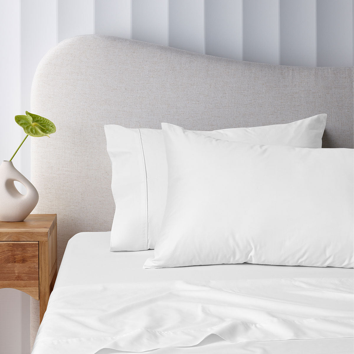 Accessorize 400TC White Bamboo Cotton Sheet Set 40 cm Wall King Single