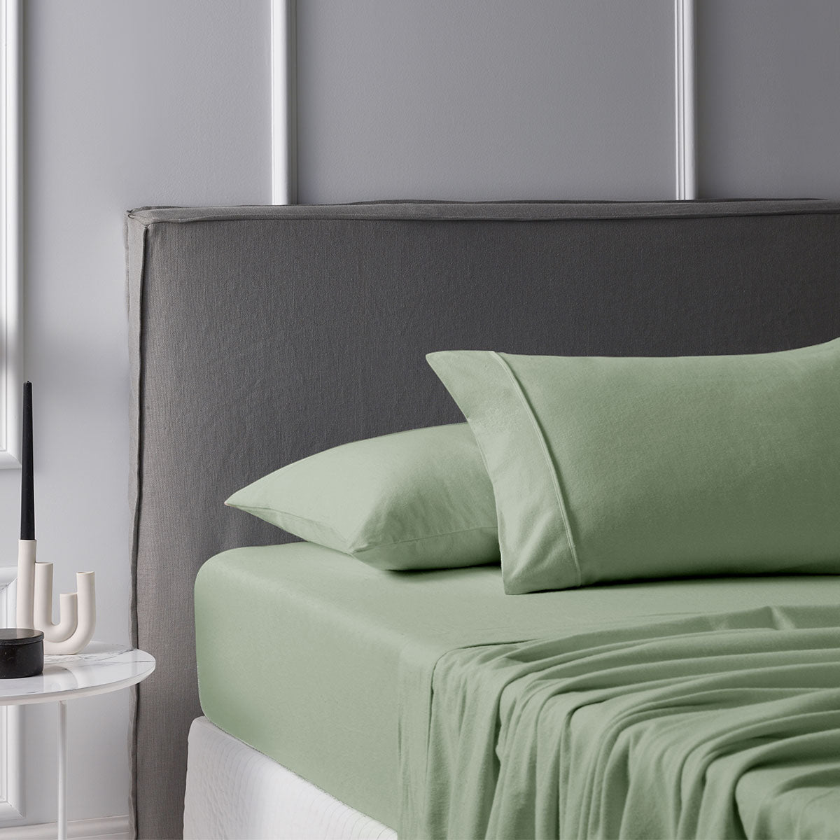Accessorize Cotton Flannelette Sheet Set 40 cm Wall Sage Queen