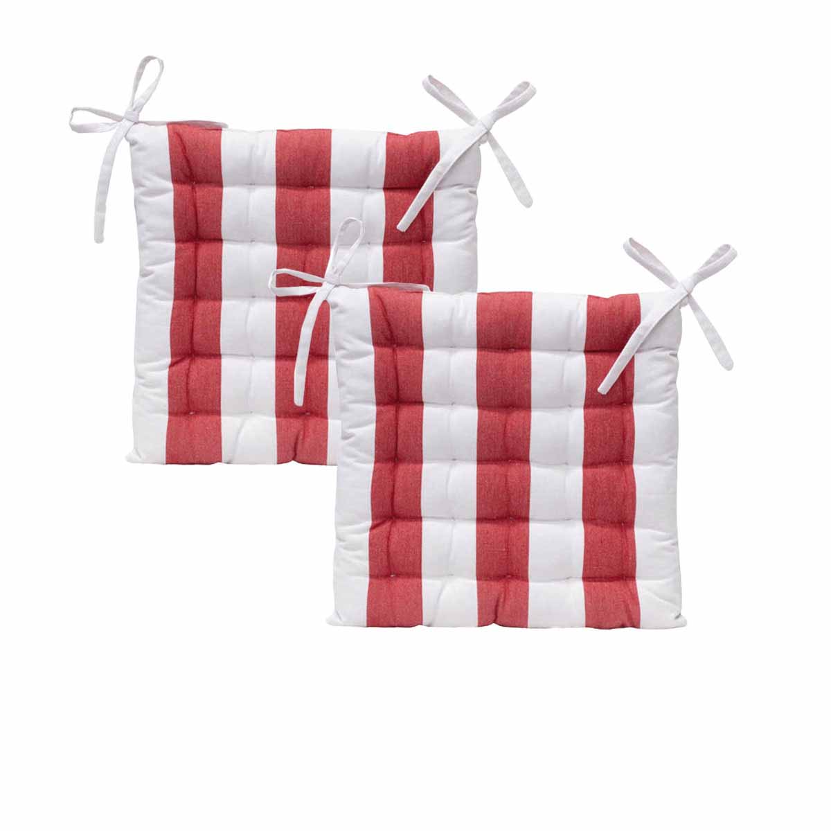 J Elliot Home Set of 2 Outdoor 100% Cotton Chair Pads 40 × 40 cm Striped Red