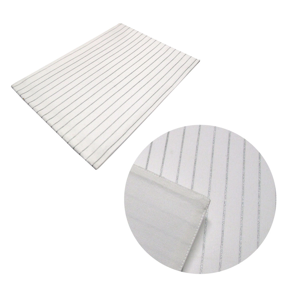 Silver Stripes Cotton Metallic Print Table Runner 33 × 180 cm