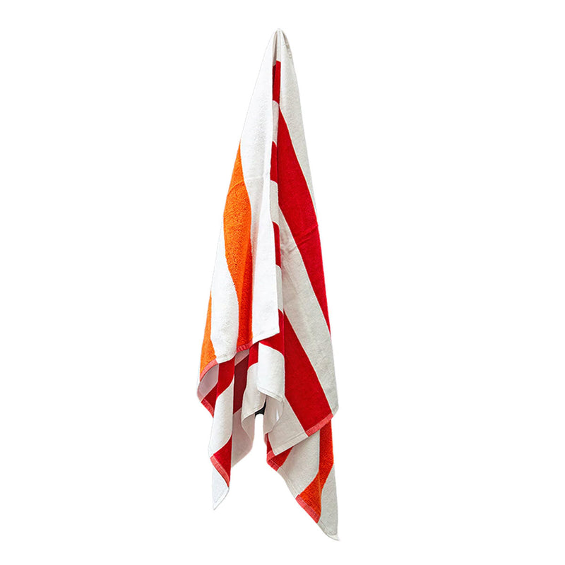 J.Elliot Home 400GSM Cotton Reversible Striped Beach Towel 76 × 152 cm Red Orange