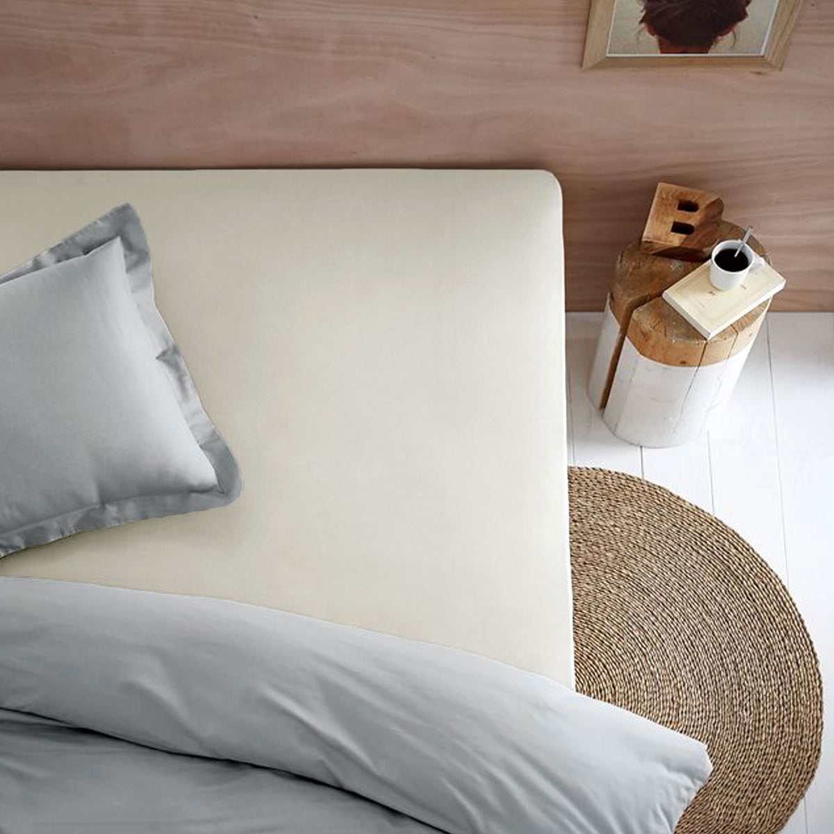Essentially Home Living Polyester Cotton Fitted Sheet 36 cm Wall Ivory Single