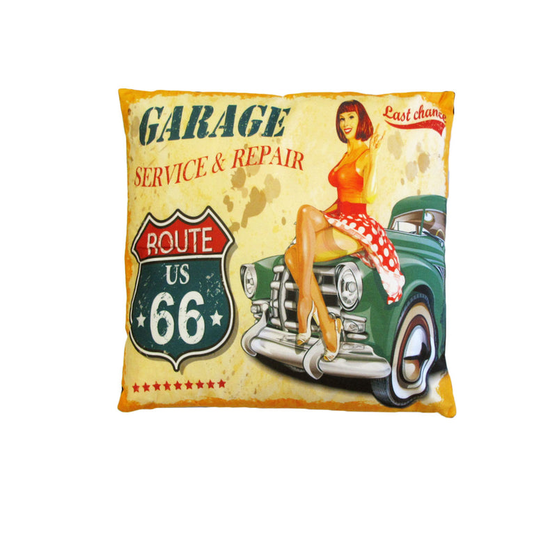 Australian Mancave Retro Cushion Route 66 40 × 40 cm