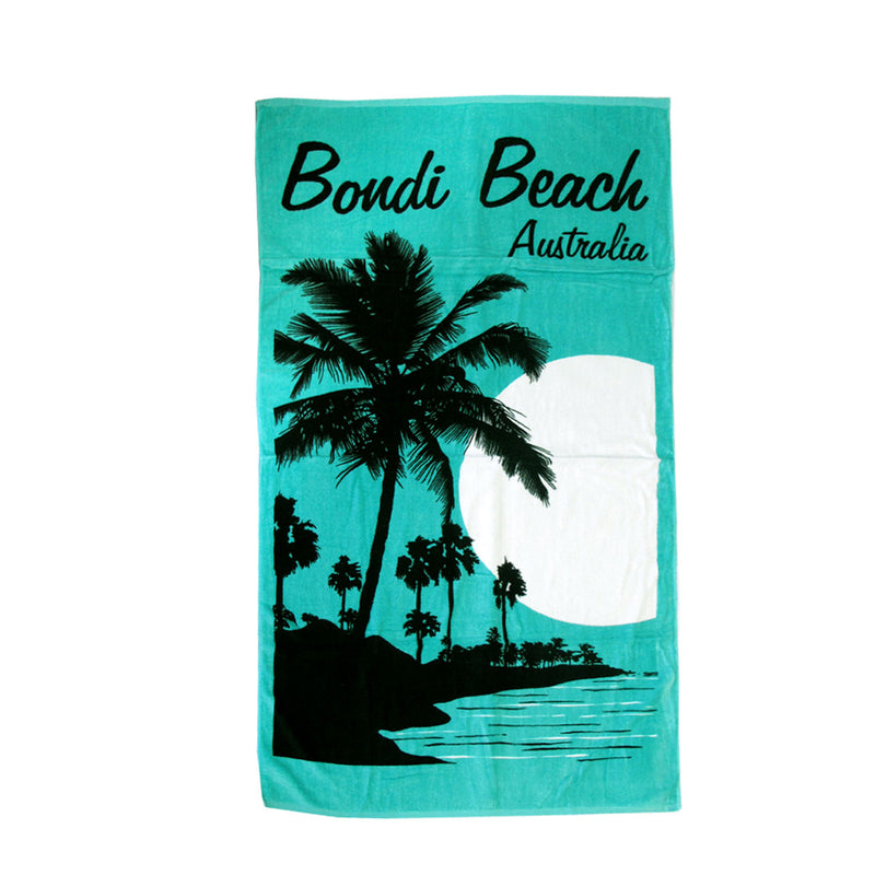 Aqua Blu Bondi Beach Aqua 100% Cotton Beach Towel 80 × 150 cm