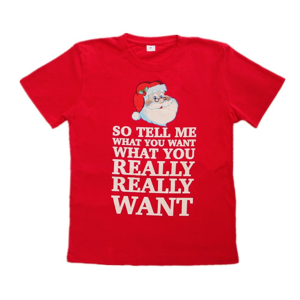 Adult Unisex Cotton Christmas T-Shirt – Tell Me What You Want, XL