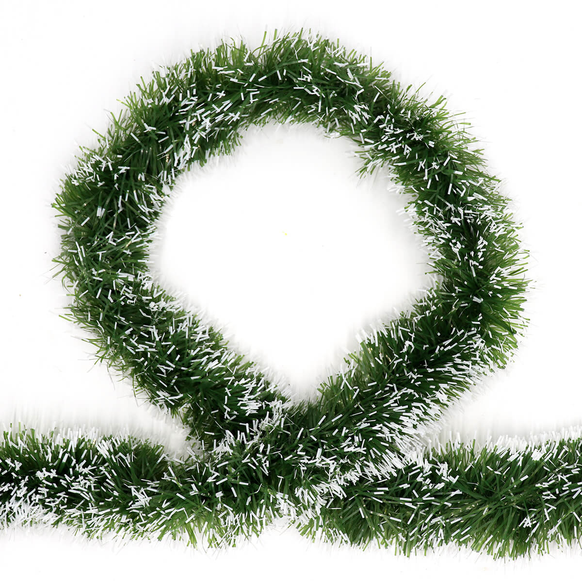 Christmas Tinsel Garlands, 5-Pack – Snow Tips in Green, 2 m Each