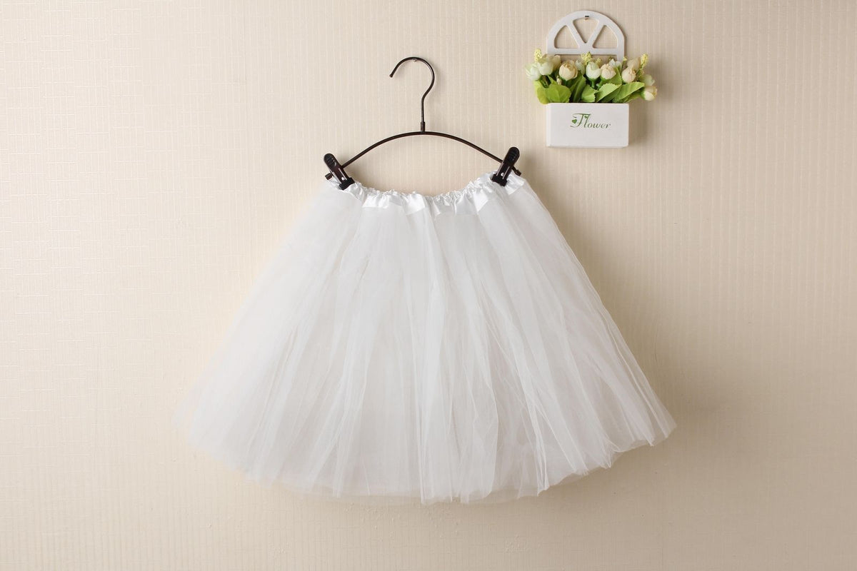 Kids Three-Layer Tutu Skirt – White