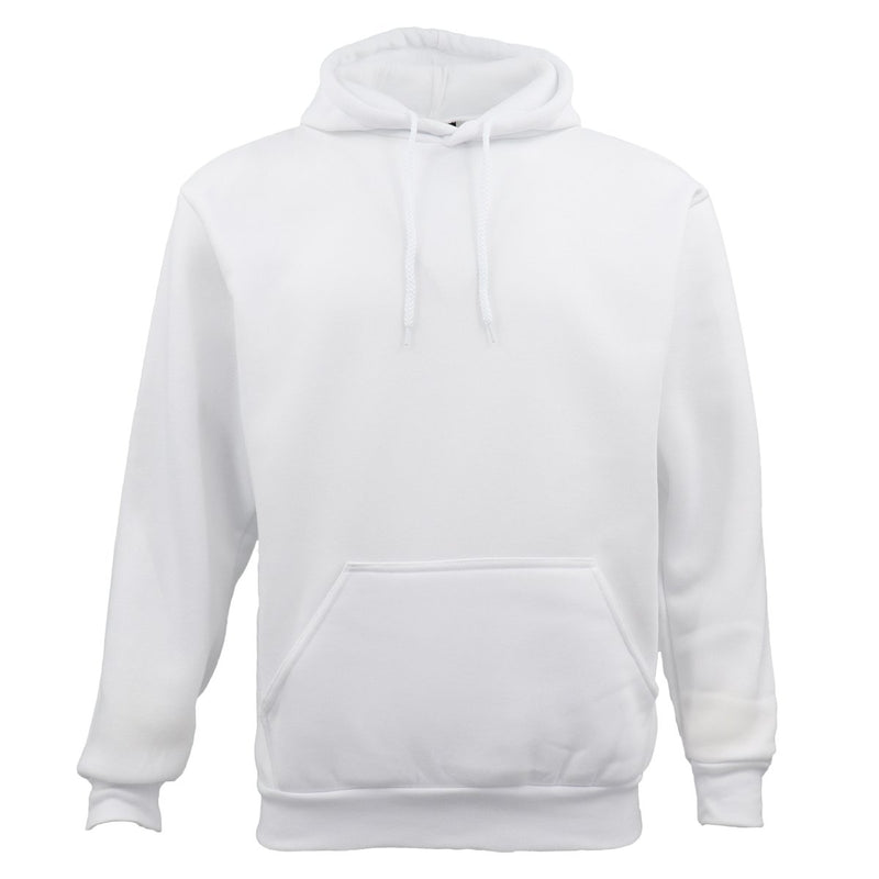 Adult Unisex Plain Pullover Fleece Hoodie – White, XL