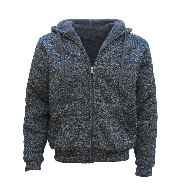 Men’s Faux-Fur-Lined Zip Hoodie – Dark Grey, M