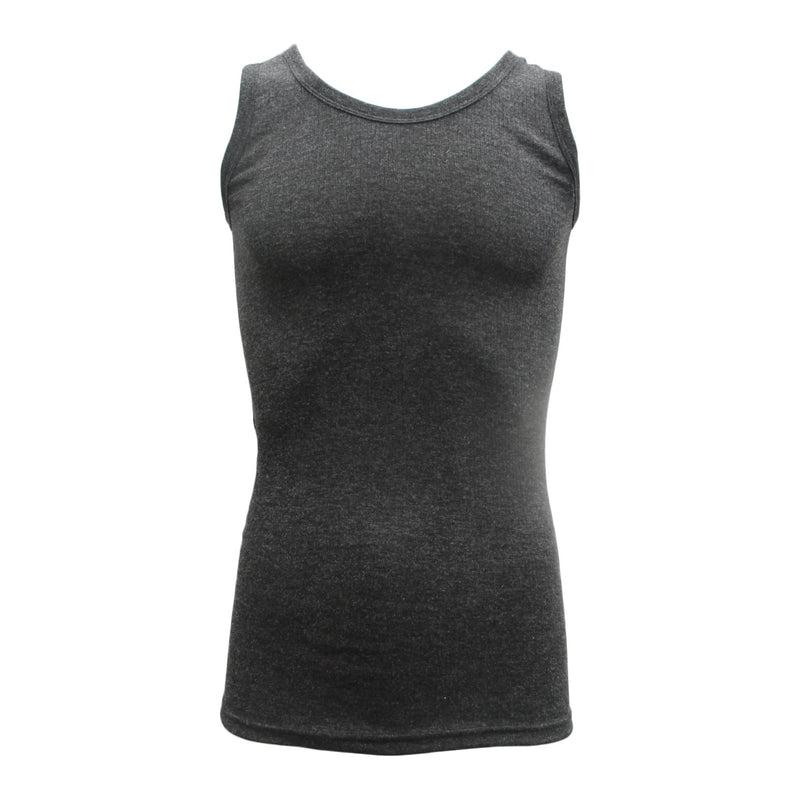 Men's Merino Wool Blend Thermal Singlet – Black, Size XL