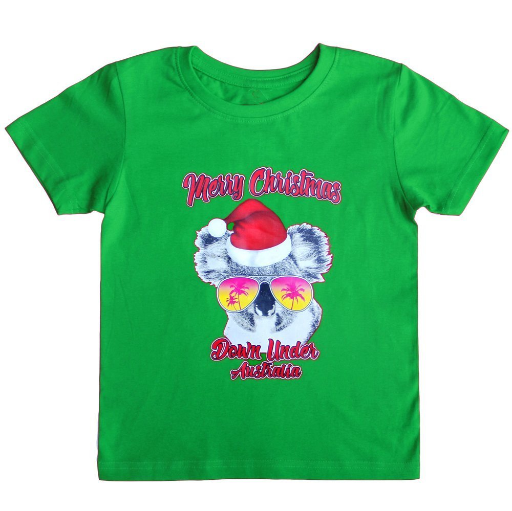 Adult Unisex Cotton Christmas T-Shirt – Koala Sunglass (Green), M