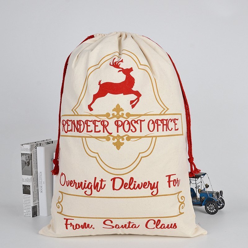 Canvas Christmas Santa Sack – Reindeer Post Design, 70 × 50 cm