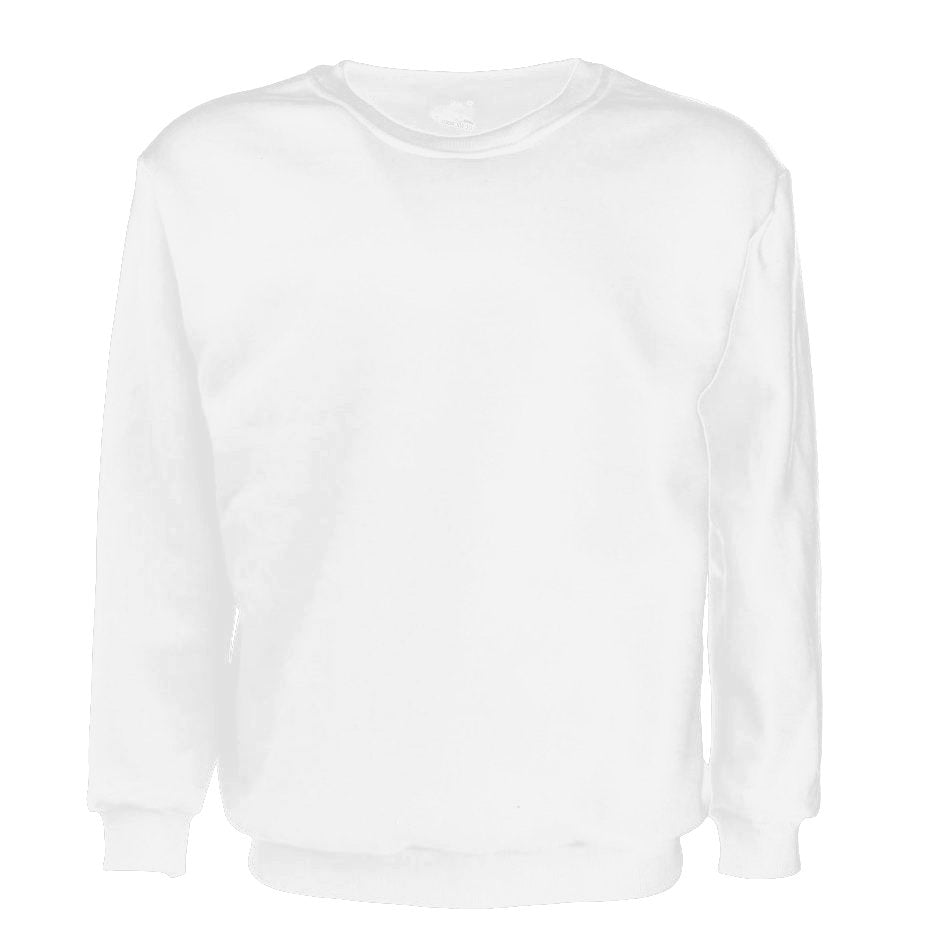 Adult Unisex Plain Crew-Neck Fleece Jumper – White, XL