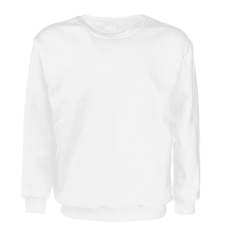 Adult Unisex Plain Crew-Neck Fleece Jumper – White, XL