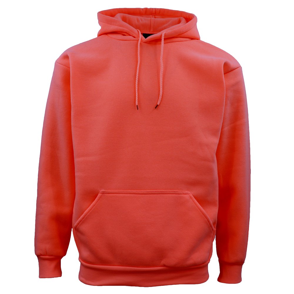 Adult Unisex Plain Pullover Fleece Hoodie – Coral Pink, 2XL