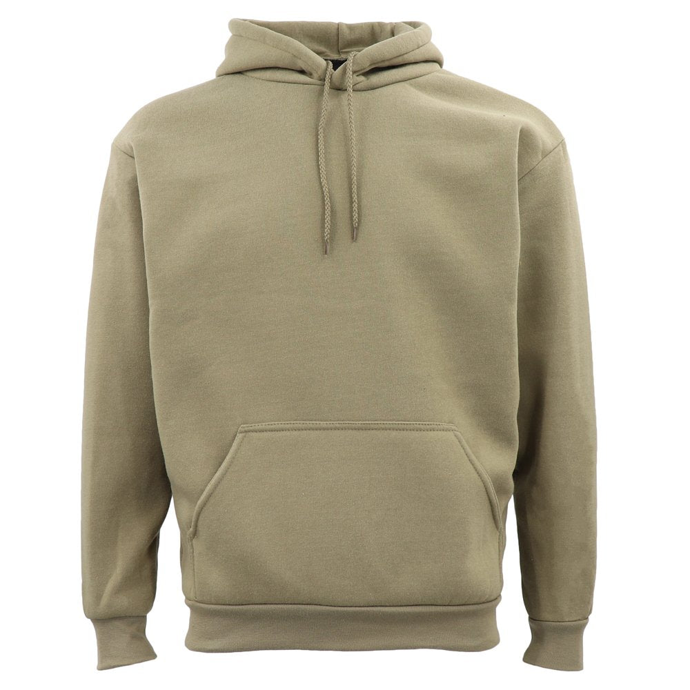 Adult Unisex Plain Pullover Fleece Hoodie – Light Olive, XL