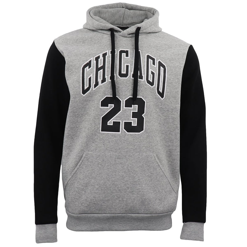 Adult Chicago 23 Fleece Pullover Hoodie – Light Grey, M