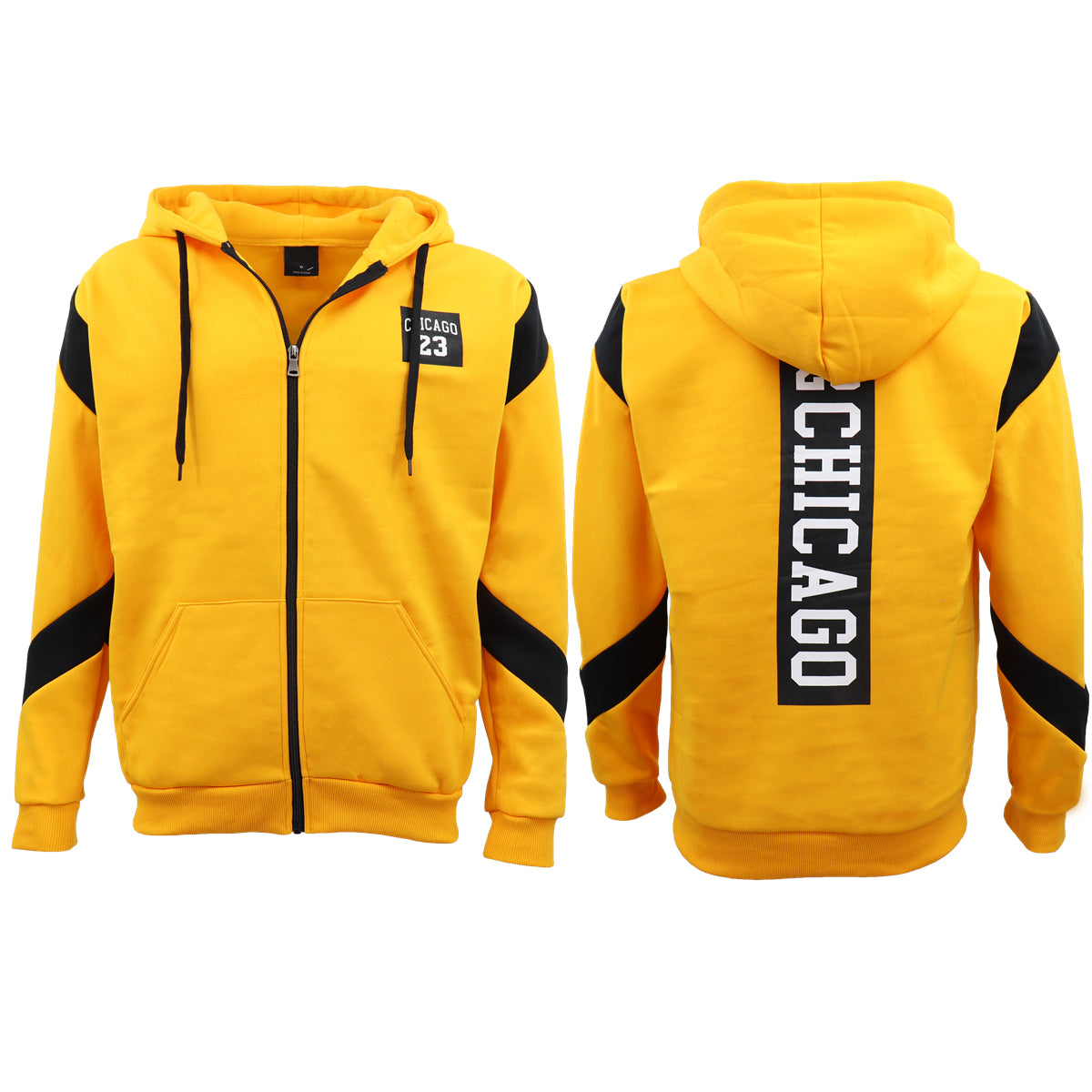 Adult Chicago 23 Fleece Zip Hoodie – Yellow, XS