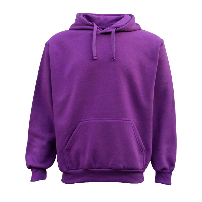 Adult Unisex Plain Pullover Fleece Hoodie – Purple, 4XL
