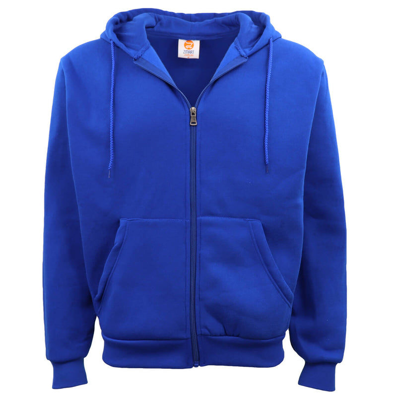 Adult Unisex Plain Zip Fleece Hoodie – Royal Blue, XL