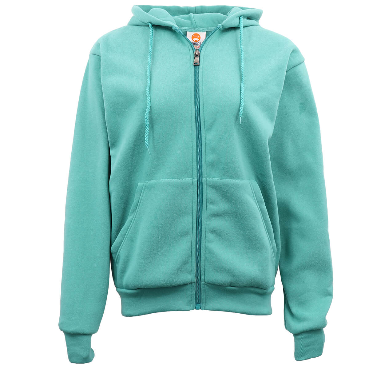 Adult Unisex Plain Zip Fleece Hoodie – Teal, 5XL