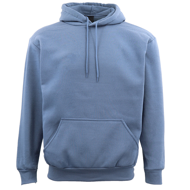Adult Unisex Plain Pullover Fleece Hoodie – Wash Blue, 2XL