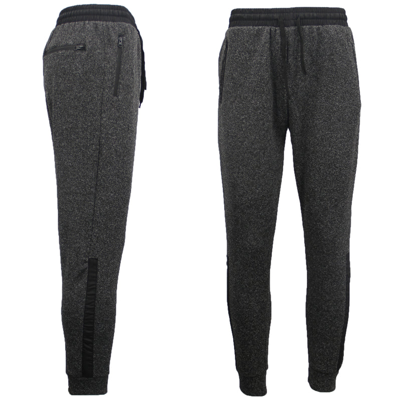 Men’s Skinny-Fit Trackpants with Zip Pockets – Black, 5XL