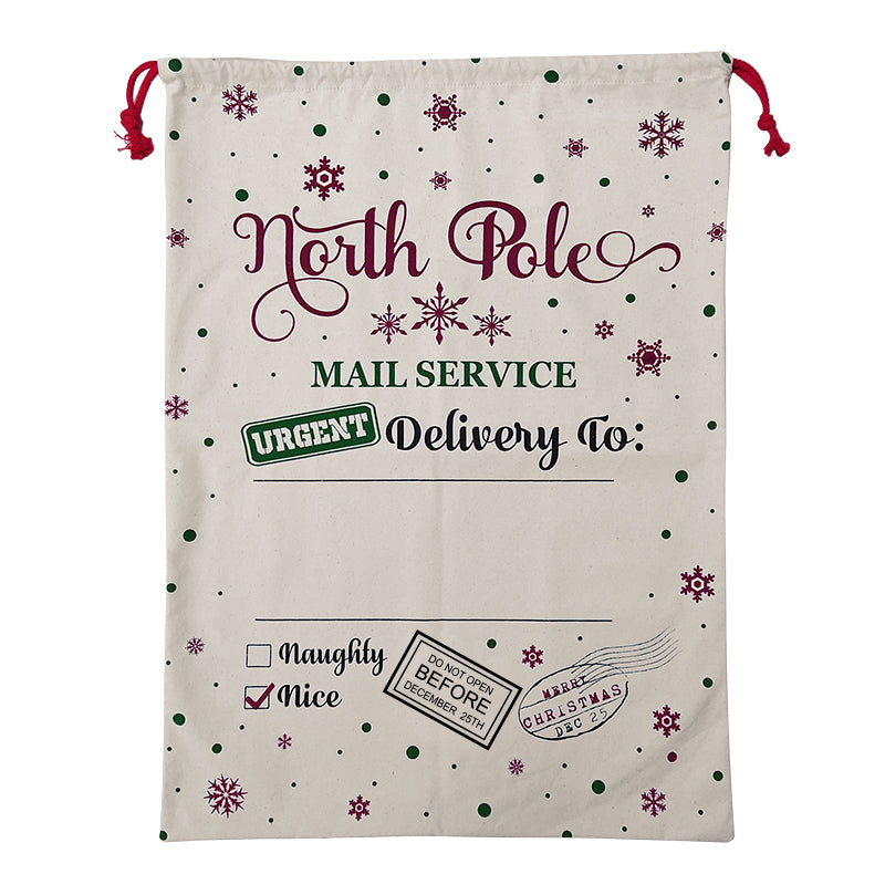 Canvas Christmas Santa Sack – Snowflakes Delivery Design, 70 × 50 cm