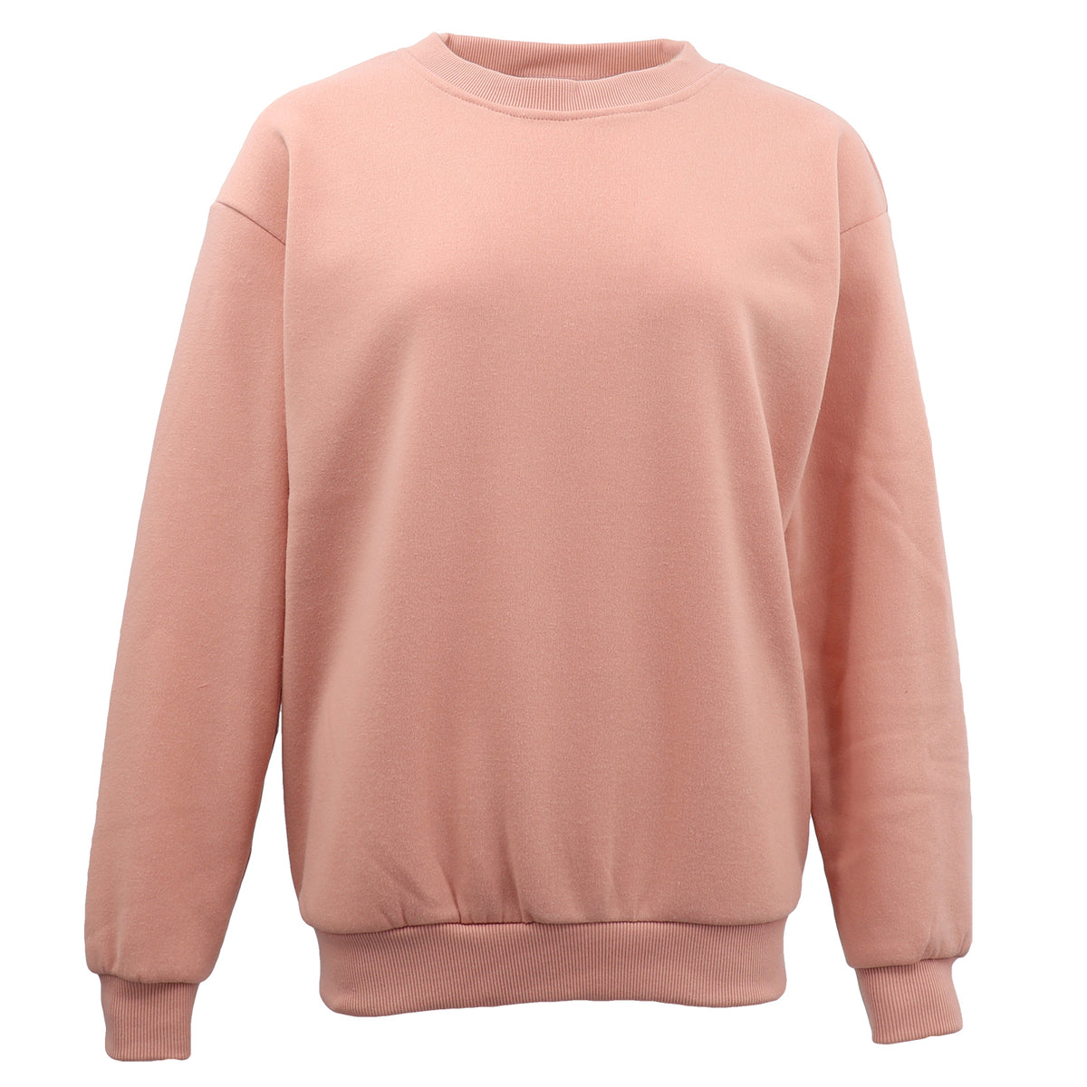 Adult Unisex Plain Crew-Neck Fleece Jumper – Wash Pink, XL