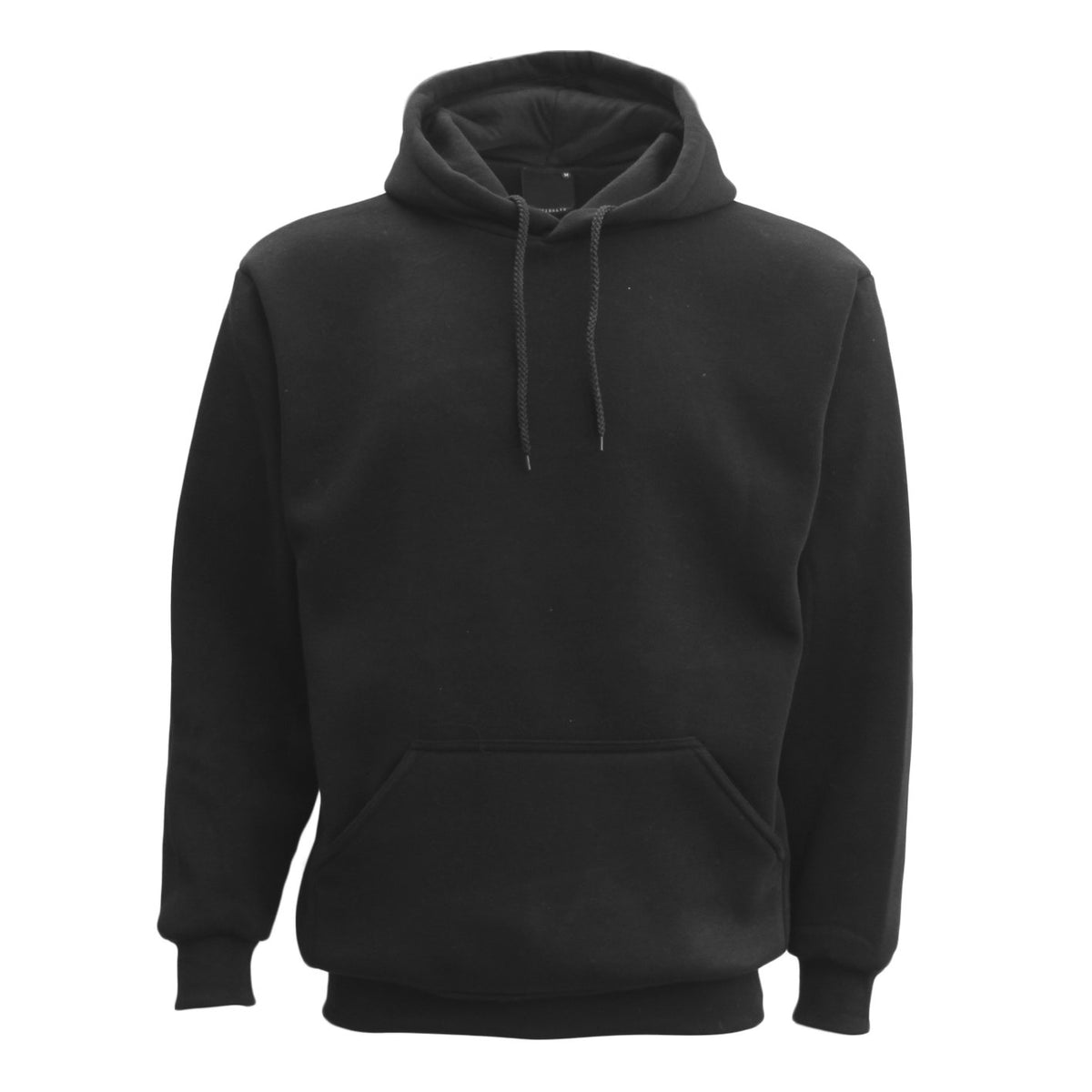 Adult Unisex Plain Pullover Fleece Hoodie – Black, 7XL
