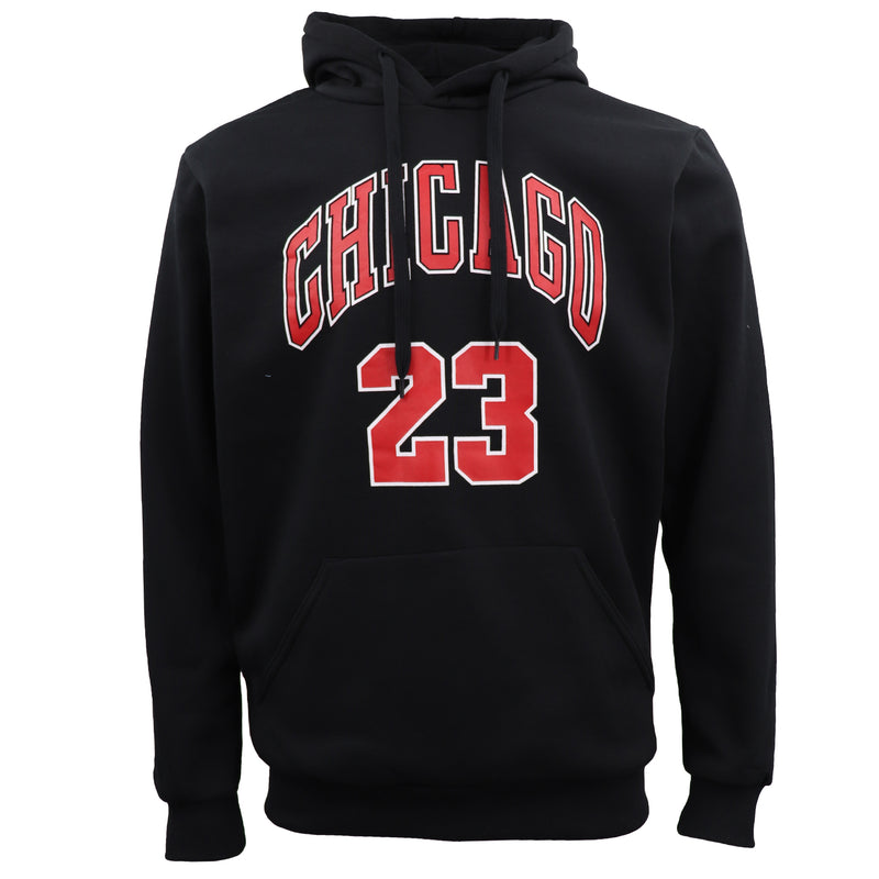 Adult Printed Fleece Pullover Hoodie – Black - Chicago 23, 3XL