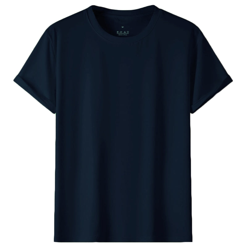 Adult Unisex Plain Cotton Crew-Neck T-Shirt – Navy, 2XL