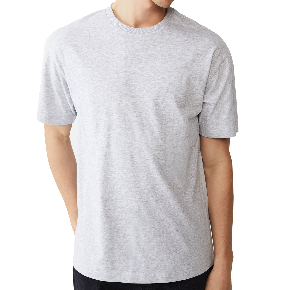 Adult Unisex Plain Cotton Crew-Neck T-Shirt – Light Grey, XL