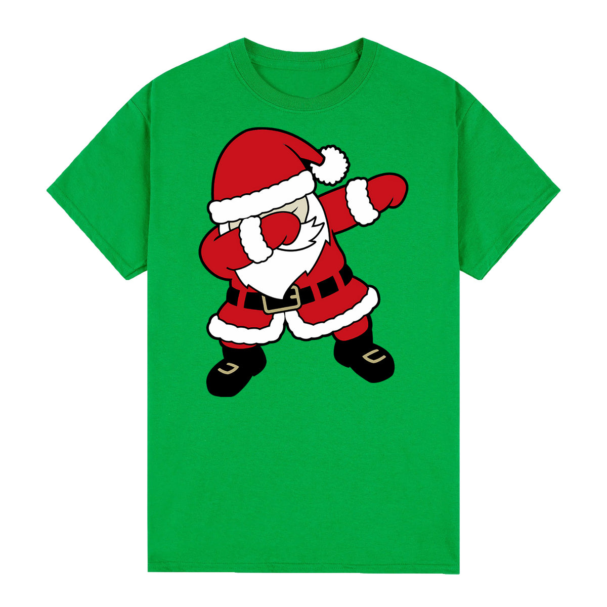 Adult Unisex Cotton Christmas T-Shirt – Dancing Santa (Green), XL
