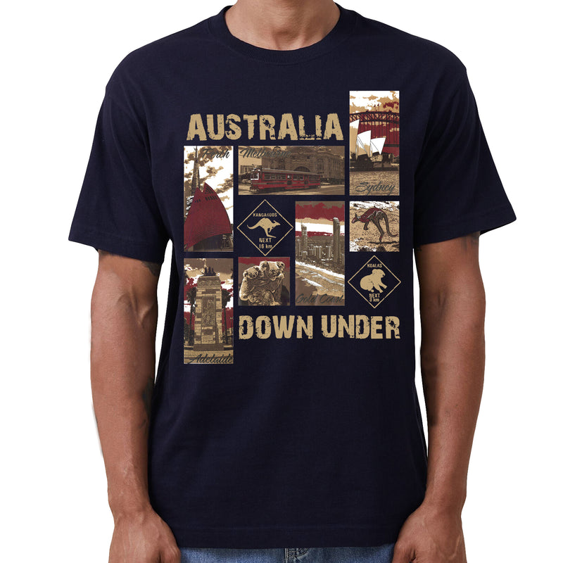Adult Unisex Australia Down Under Souvenir T-Shirt – Navy, 3XL