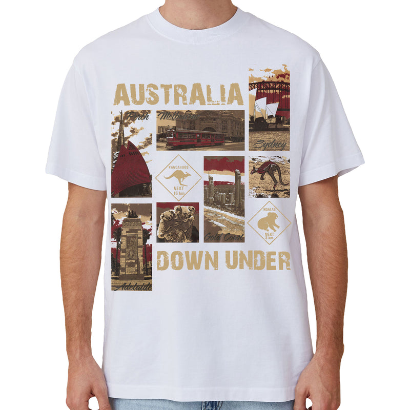 Adult Unisex Australia Down Under Souvenir T-Shirt – White, XL