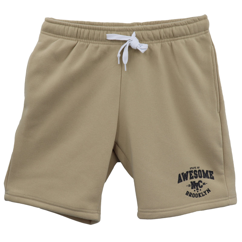 Men’s Awesome NYC Brooklyn Fleece Shorts – Beige, 3XL