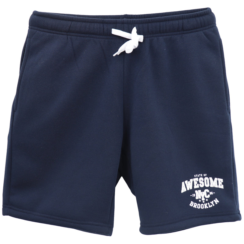 Men’s Awesome NYC Brooklyn Fleece Shorts – Navy, L