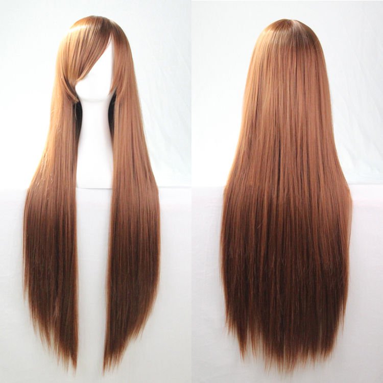 80 cm Straight Costume Wig with Side Fringe – Brown