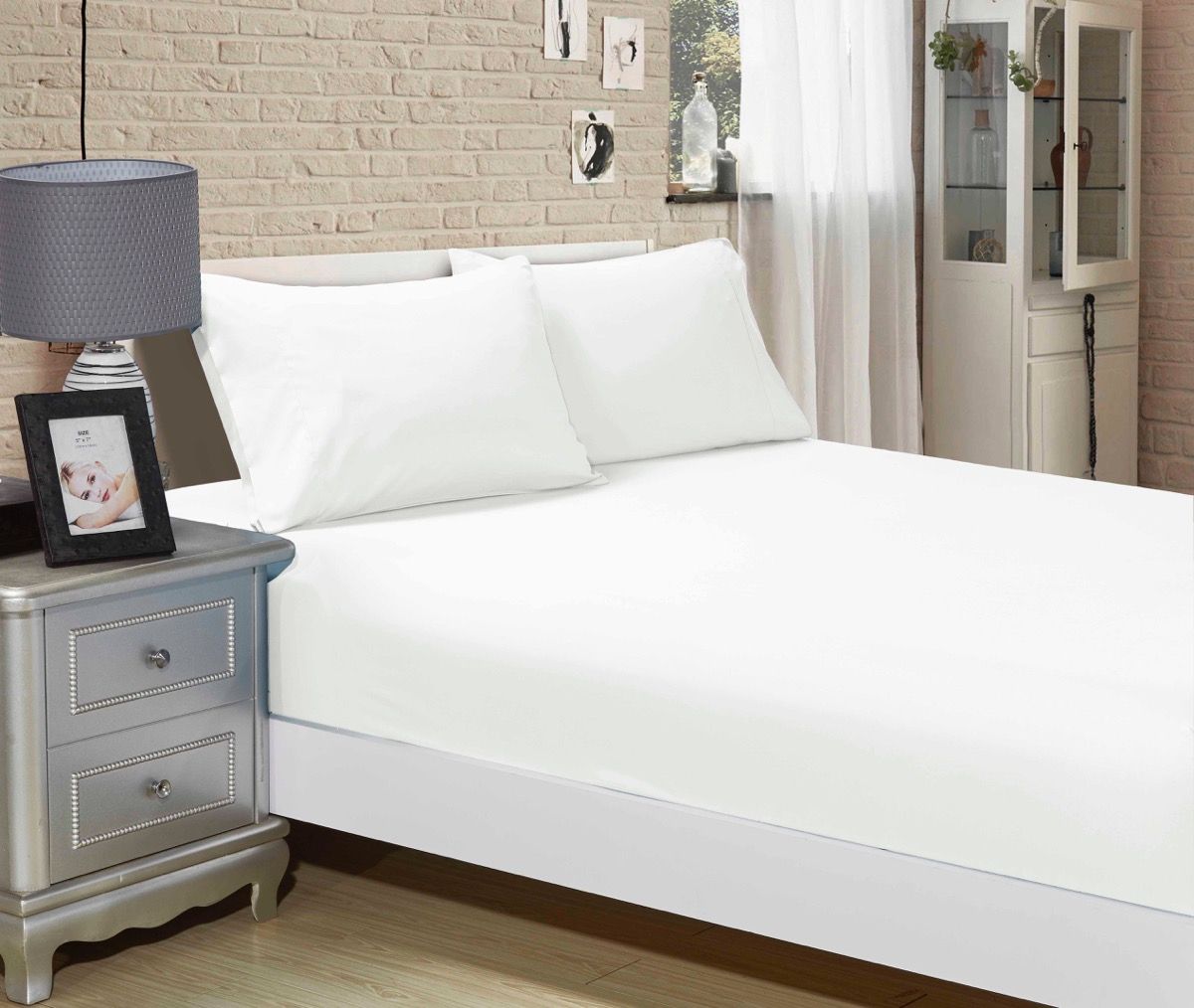 Microfibre Fitted Sheet and Pillowcase Set – King, White