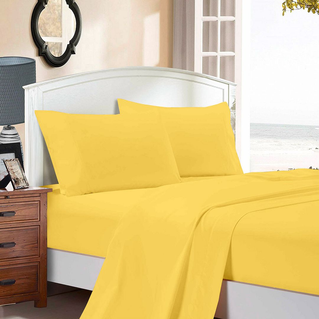Microfibre Flat and Fitted Sheet Set – King Single, Yellow