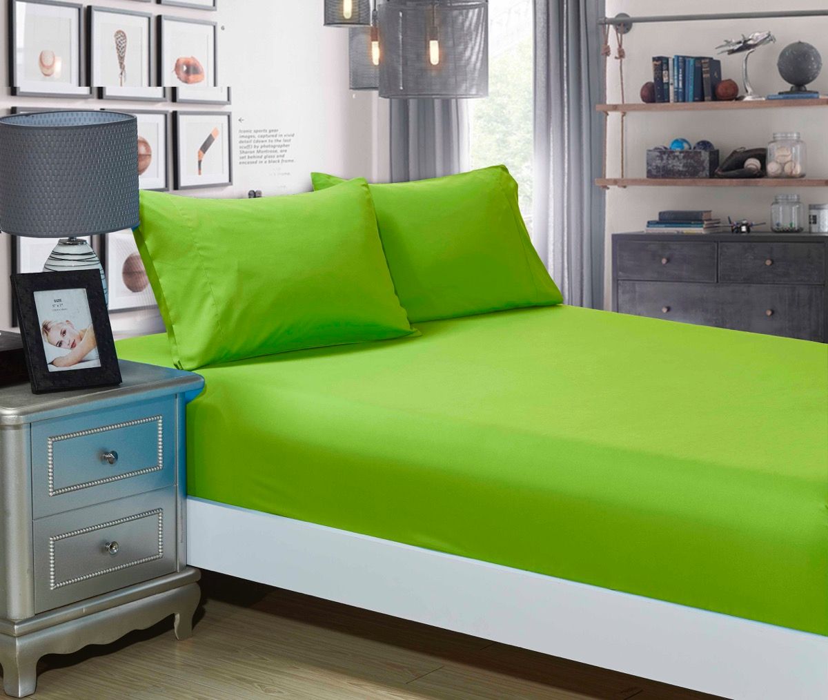Microfibre Fitted Sheet and Pillowcase Set – Queen, Green