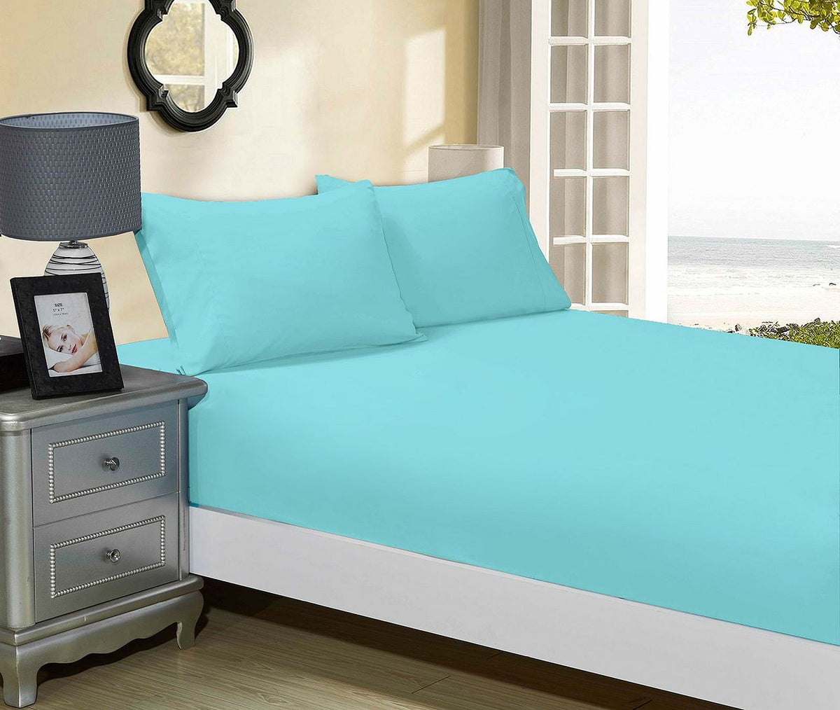 Microfibre Fitted Sheet and Pillowcase Set – Queen, Aqua