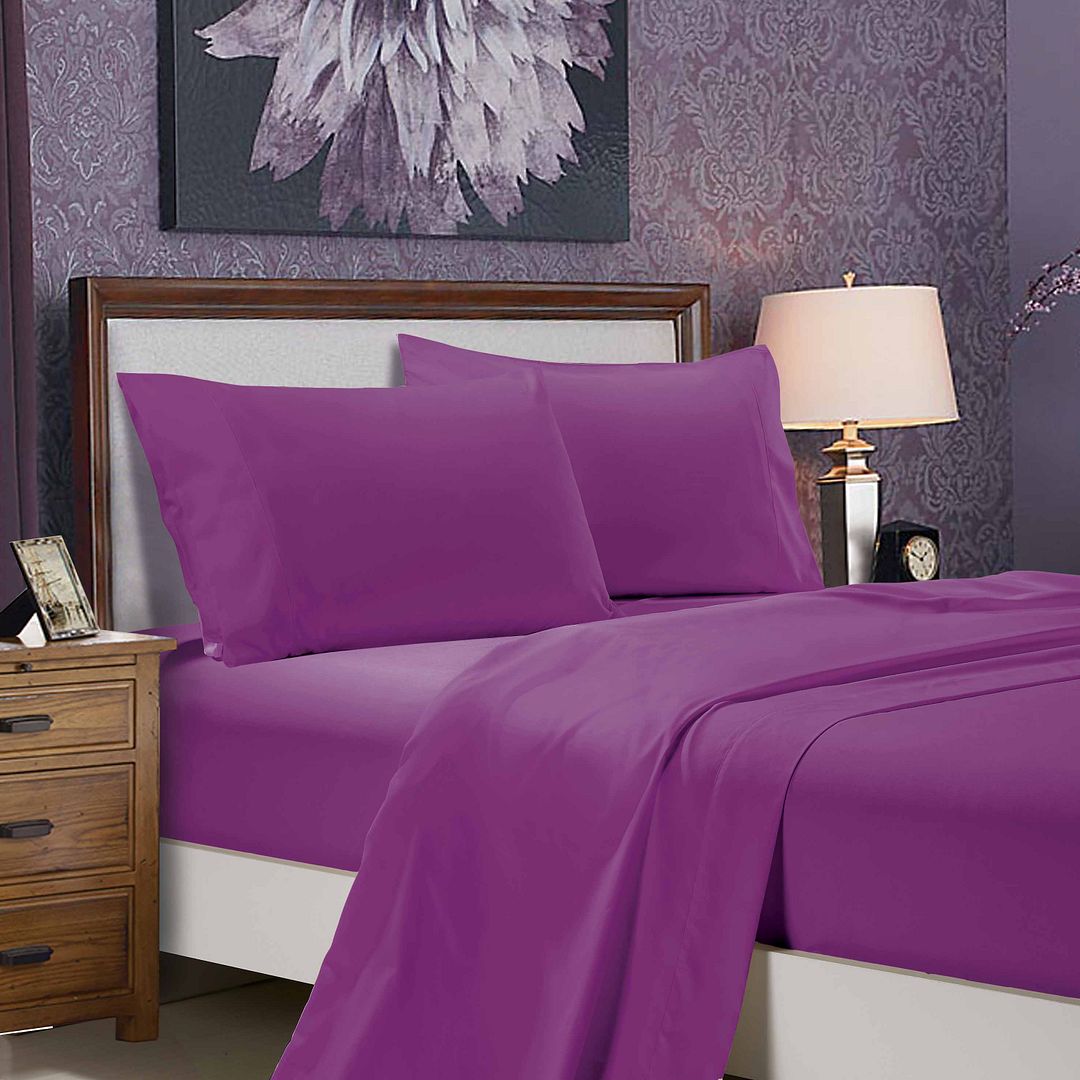 Microfibre Flat and Fitted Sheet Set – Queen, Purple