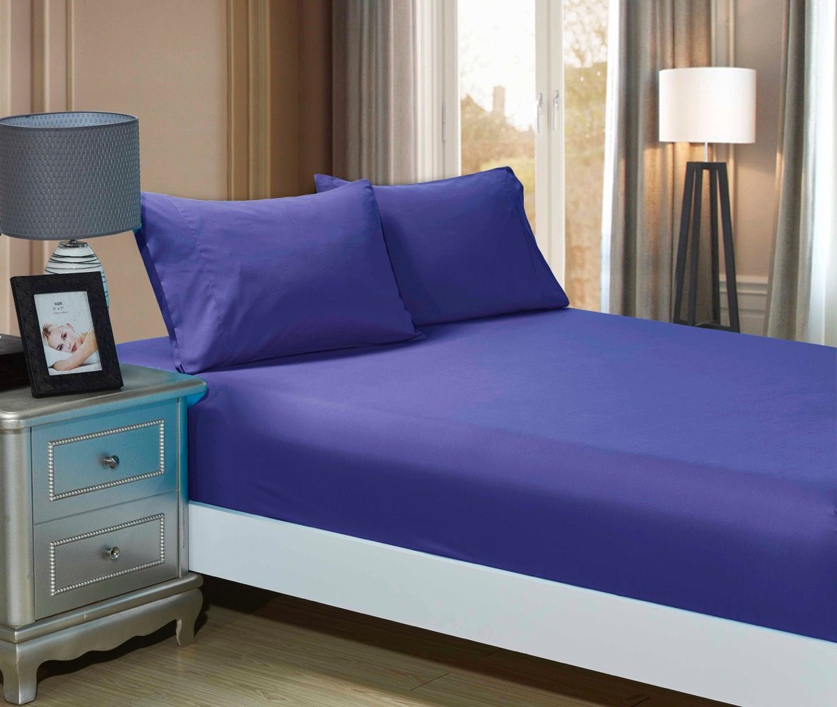 Microfibre Fitted Sheet and Pillowcase Set – Super King, Royal Blue