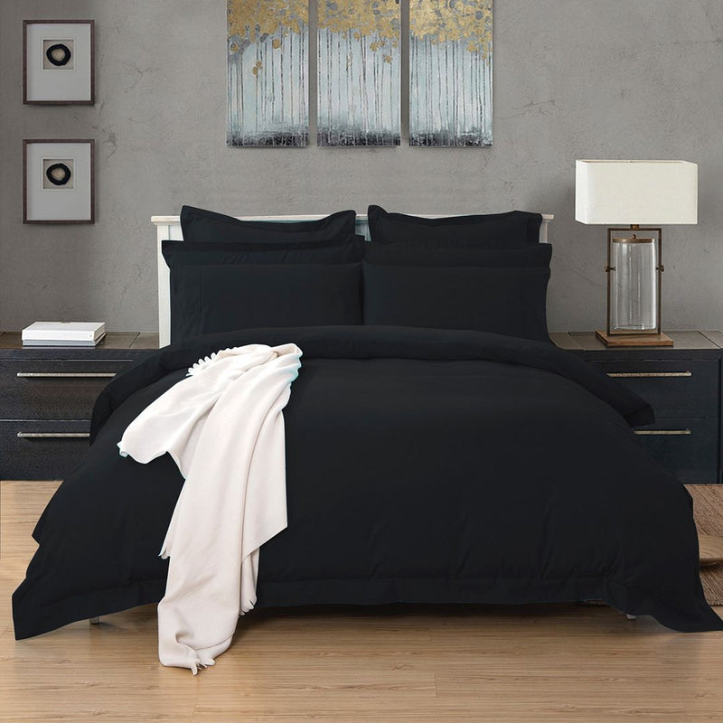 Tailored Black Quilt Cover Set – King Single