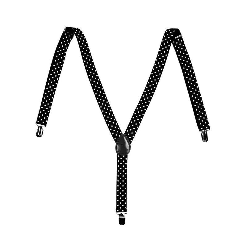 BR Costumes Adjustable Y-Back Braces – Black with White Polka Dot