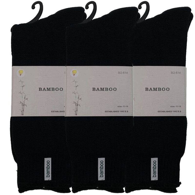 BR Apparel Men's Socks – Black, Size 7-11, 3 Pairs