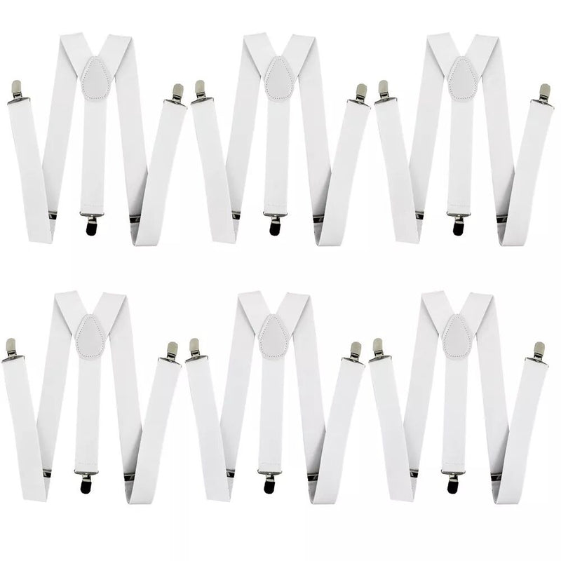 BR Costumes Adjustable Y-Back Braces – White, 6-Pack